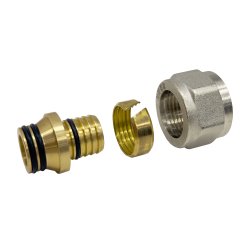 Никелиран евроконус адаптор за многослойна и PEX тръба 17x2 mm